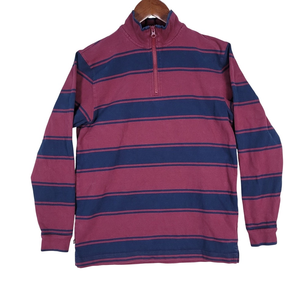 Brooks Brothers 1/4 Zip Mock Neck Shirt Men's Size Large Red‎ Navy Blue Pullover